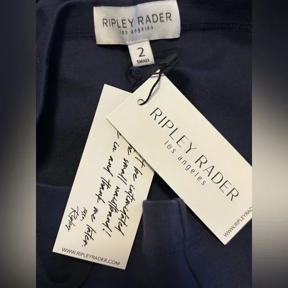 NWT Ripley Rader Navy Ponte Knit Long wide leg pant size Small - Picture 5 of 5